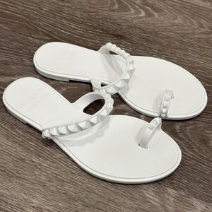 Carmen Sol Maria White Studded Jelly Toe Loop Studded Sandals Size 7 Resort Wear